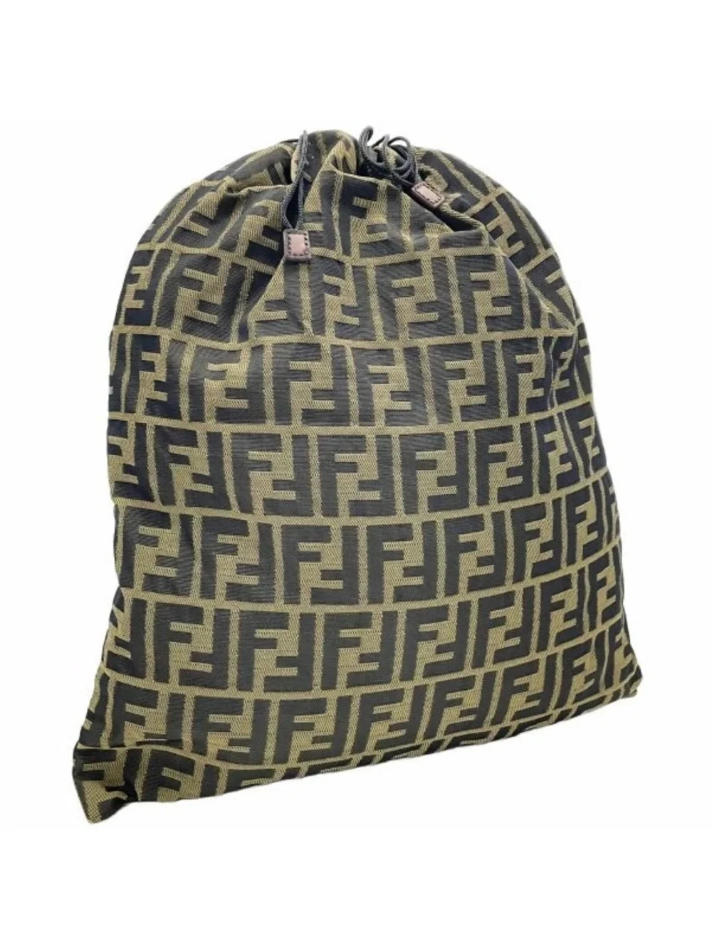 Authentic Fendi pouch Zucca drawstring pouch nylon canvas khaki black FENDI FF